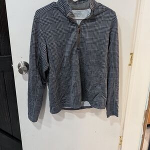 Vineyard Vines Men's Gray Checkered Zip-Up Sweater